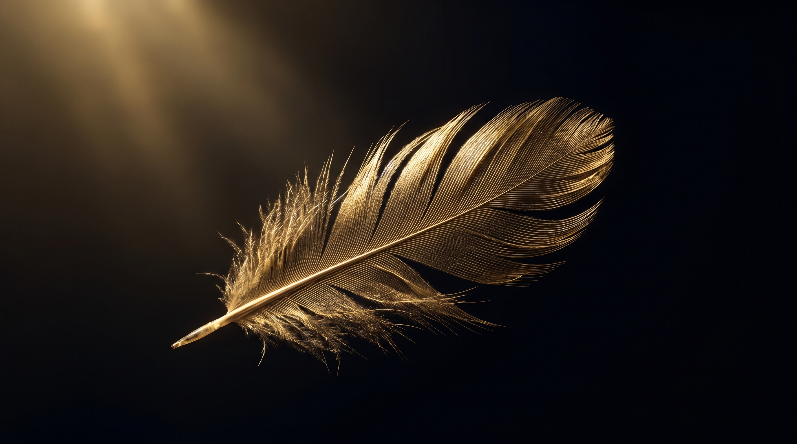Golden Feather Floating Black Void 2
